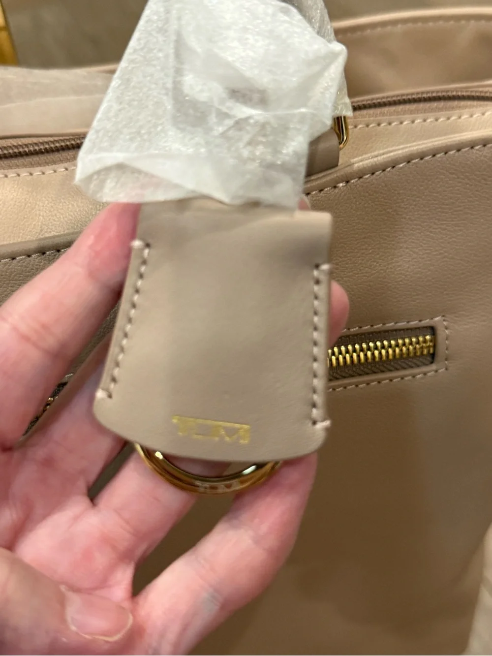 Tumi Blush Pink All Leather Laptop Tote with Gold Hardware Fits 14” Laptop